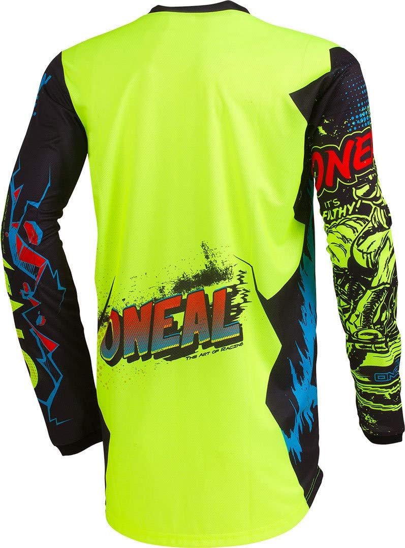O'Neal 2Series 0200-214 Adult Helmet & 001E-904 Men's Villain Jersey (Black/Hi-Vis, LG & Neon Yellow, Large)