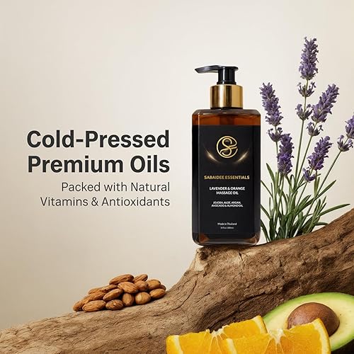 Miniatura 8 de Aceite de masaje  Aceite de lavanda y naranja de 10 onzas líquidas  Aceite de aromaterapia tailandés y terapia de masaje con jojoba, aguacate,