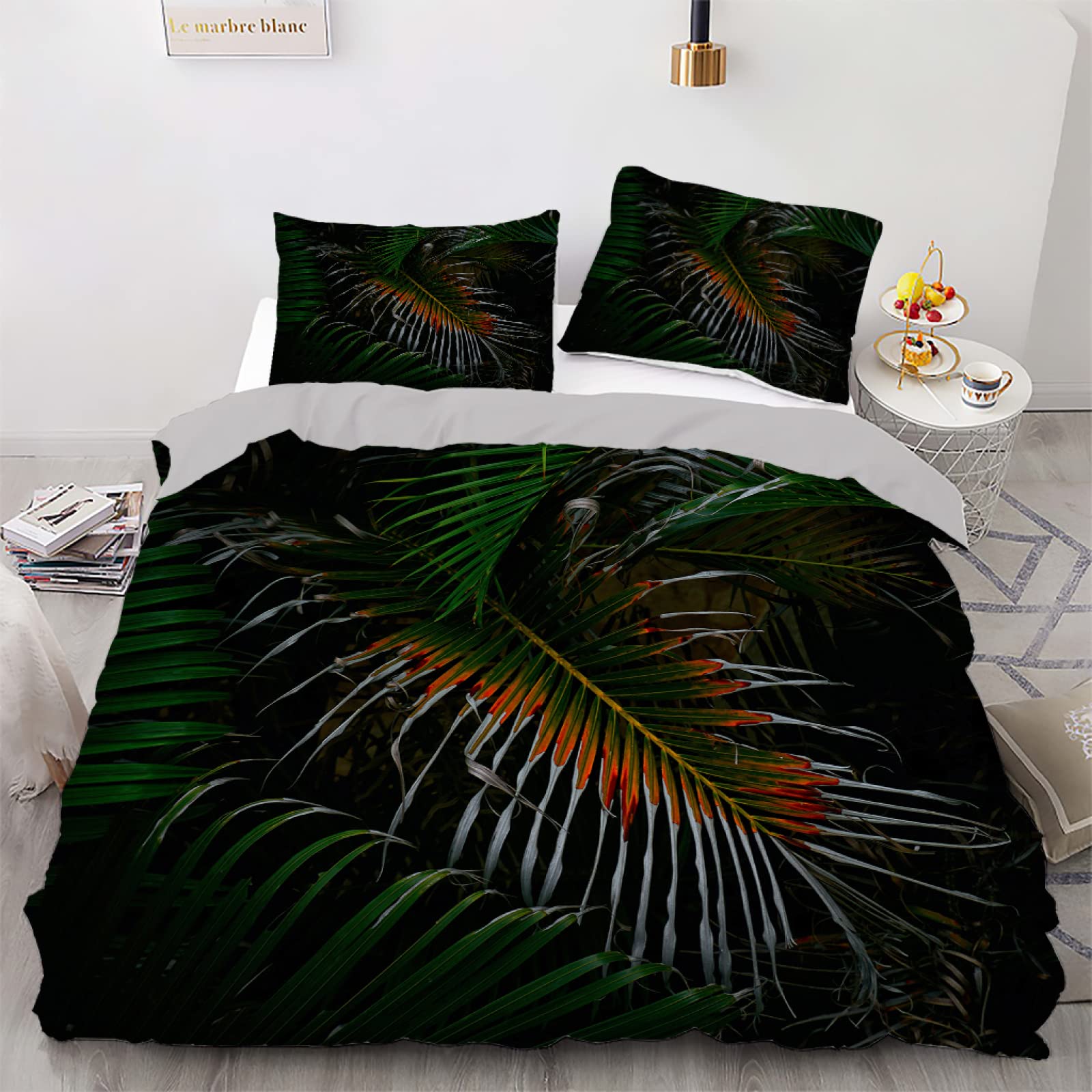 Housse de couette 240x260 noire style nature pour une chambre parentale moderne