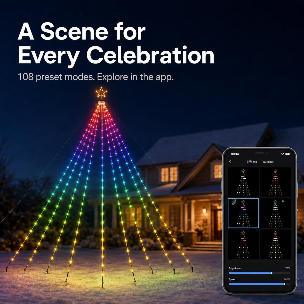Popotan 17.1FT RGB Music-Sync Christmas Tree Lights, Pole & Ground Stakes image 3