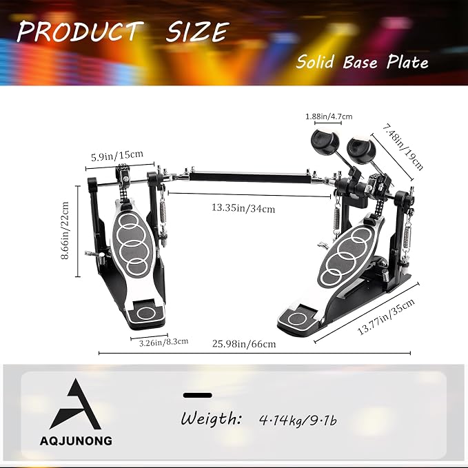 Pedal Doble Para Batería Cadena Doble Control Estable miniatura 6
