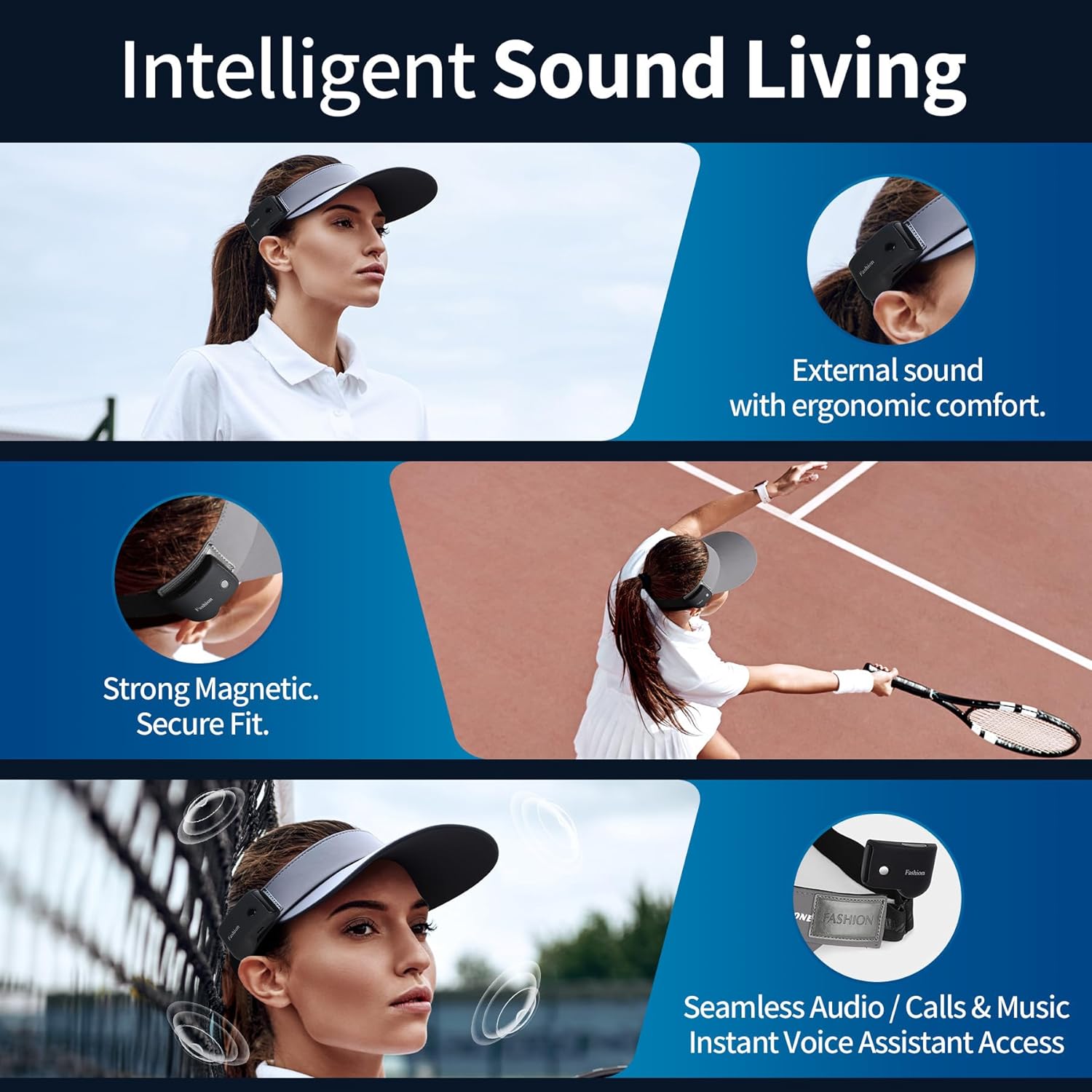 Smart Sun Hat with Magnetic Bluetooth, Hands Free Music & Calls for Running Hiking Outdoor Activities - Image 3