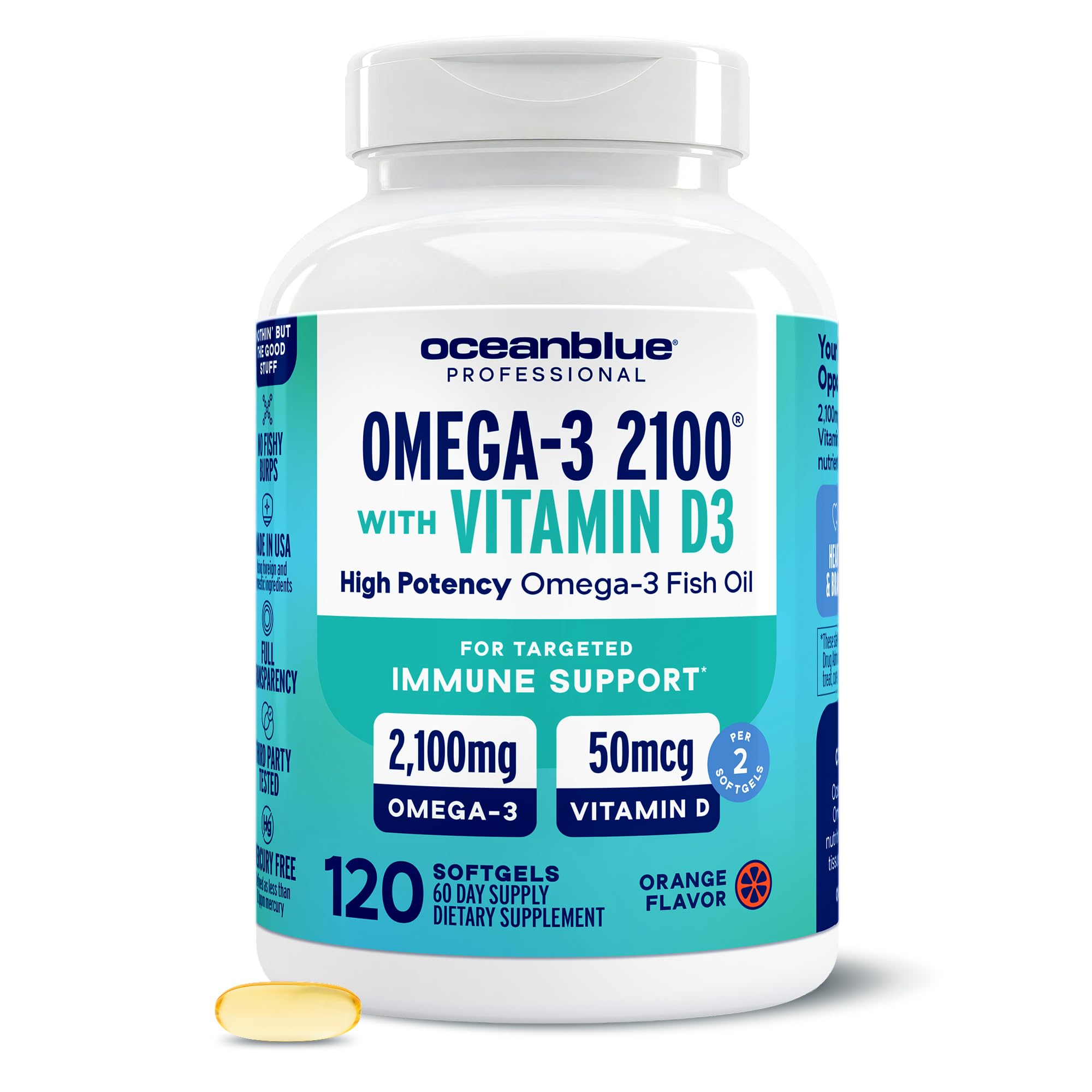 Oceanblue Professional Omega-3 2100 with Vitamin D3-180 Softgels — Amazon image 10