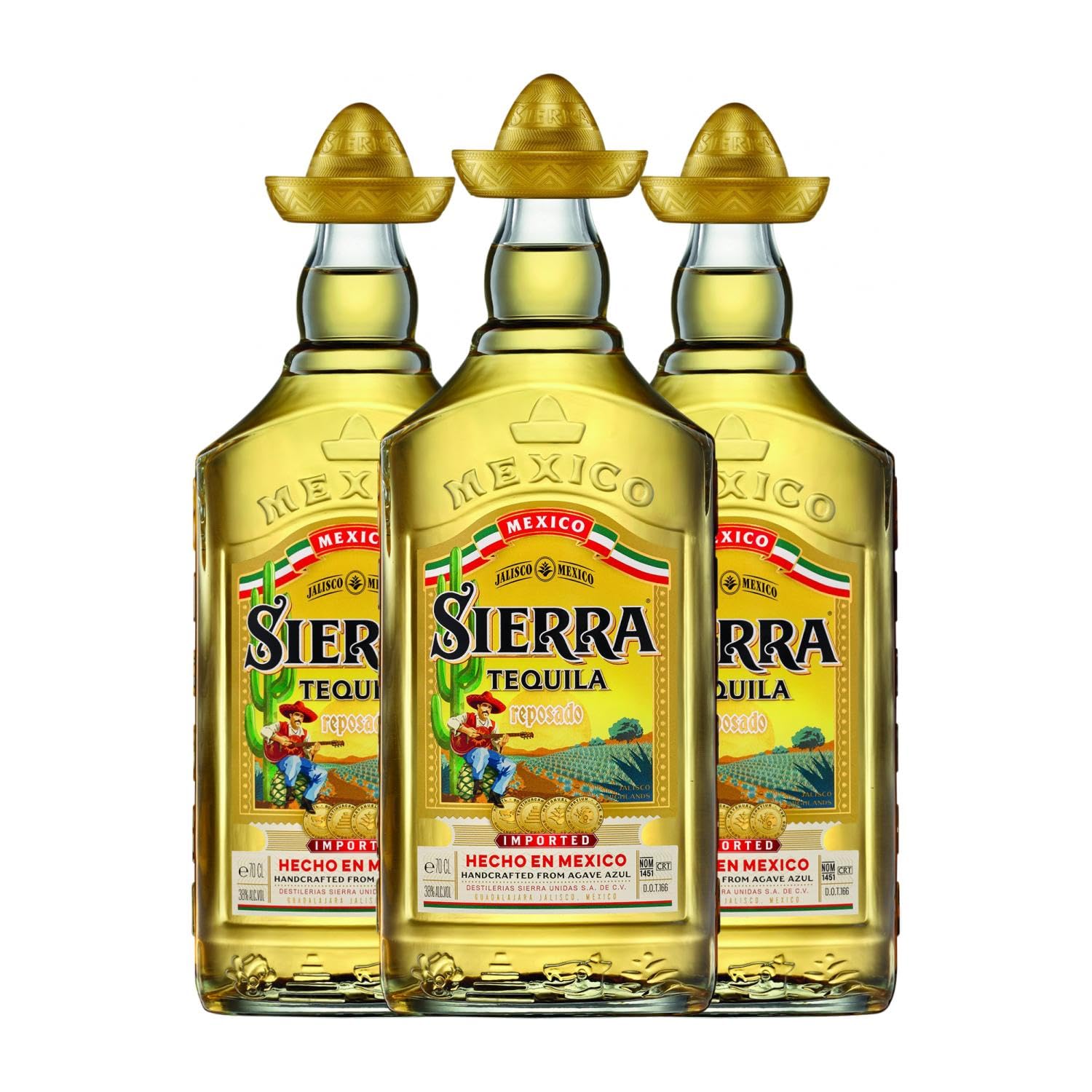 Tequila Sierra Reposado 70 cl (Caja de 3 Botellas de 70 cl)