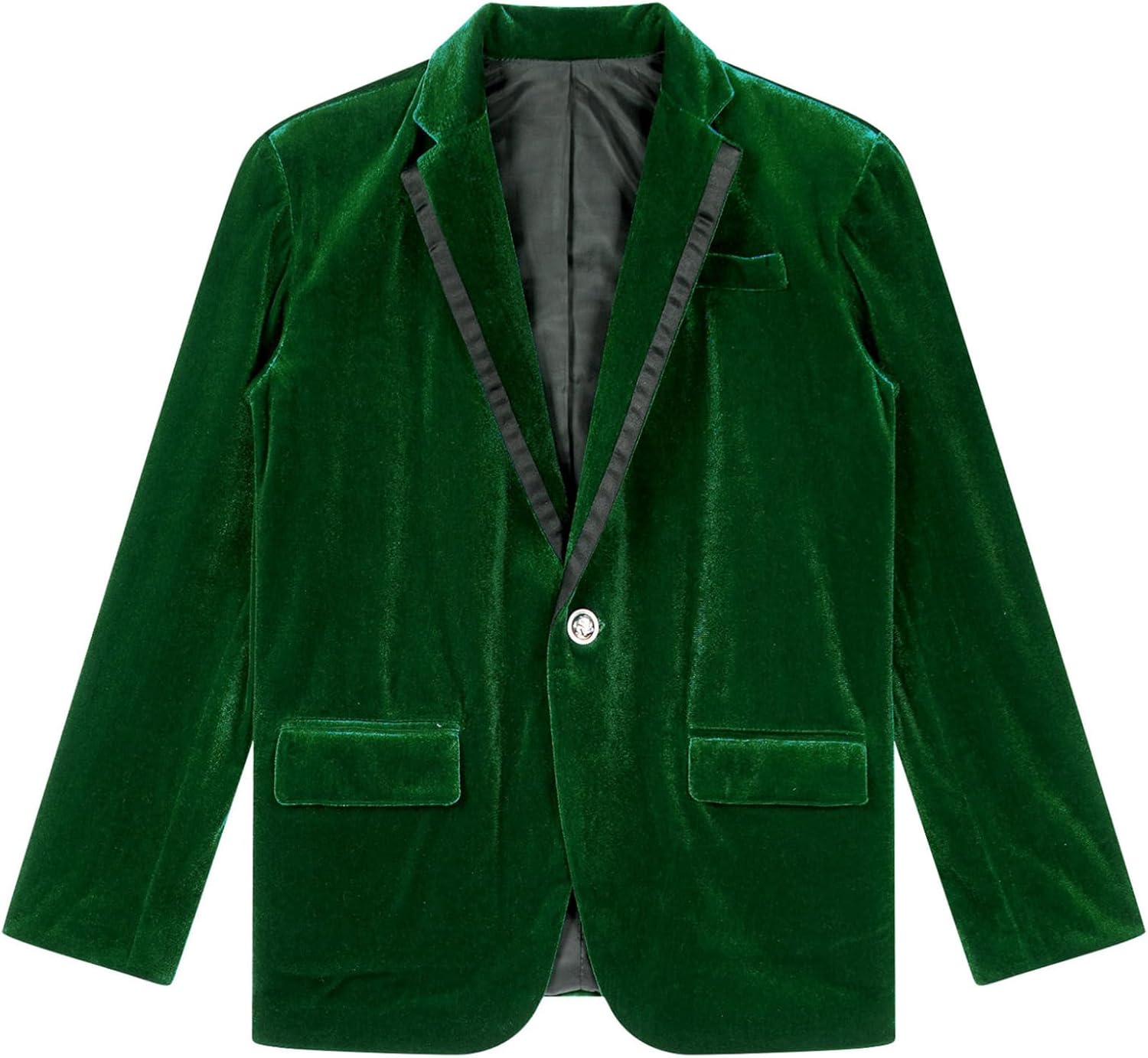 Choomomo Boys Classic Fit Velvet Blazer Notched Lapel Long Sleeve Suit Jacket One Button Sport Coat