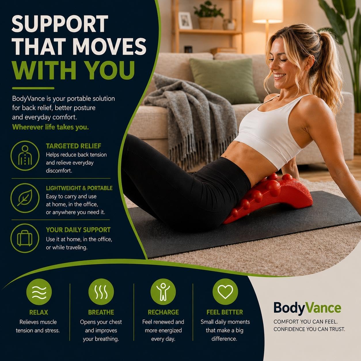 BREEV® Trapezius Massager, Neck, Shoulder & Upper Back Tension Relief Manual Massager – Trigger Point Tool for Trapezius Tightness, Tech Neck & Muscle Knots, Deep Pressure Body-Weight Design