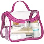 HAOGUAGUA Heavy Duty Clear Cosmetic Bag Waterproof Transparent Travel Makeup Toiletry Organizer Bag (Rose Pink)
