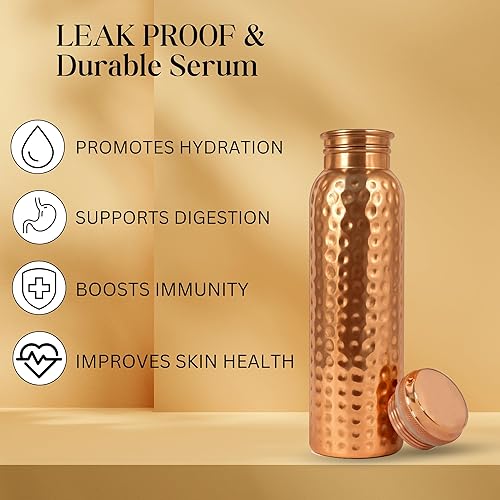 Miniatura 7 de Metallix Botella de agua de cobre para agua potable  Botella de agua de cobre 100% puro  A prueba de fugas  Beneficios ayurvédicos  Mejor para