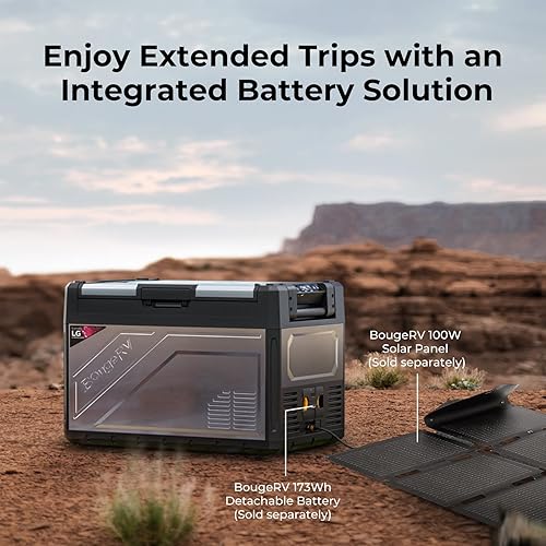 Miniatura 7 de BougeRV Refrigerador portátil de 12 voltios, refrigerador Rocky V2.0 de doble zona de 55 cuartos de galón con control de aplicación, enfriador de