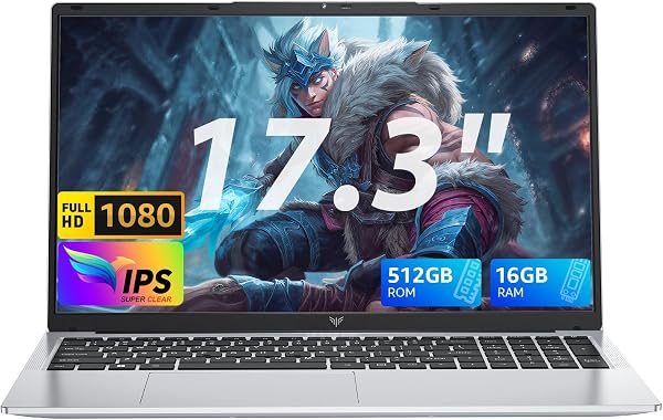 ACEMAGIC Ordinateur Portable 17,3 Pouces PC Portable 16 Go Ram DDR4 512 Go SSD Extension 2TB 4 cœurs 4300U,(Jusqu'à 3.7Ghz) Capacité de 5500Mah,3*USB3.2,BT5.0,HDMI,Laptop Argenté - 1