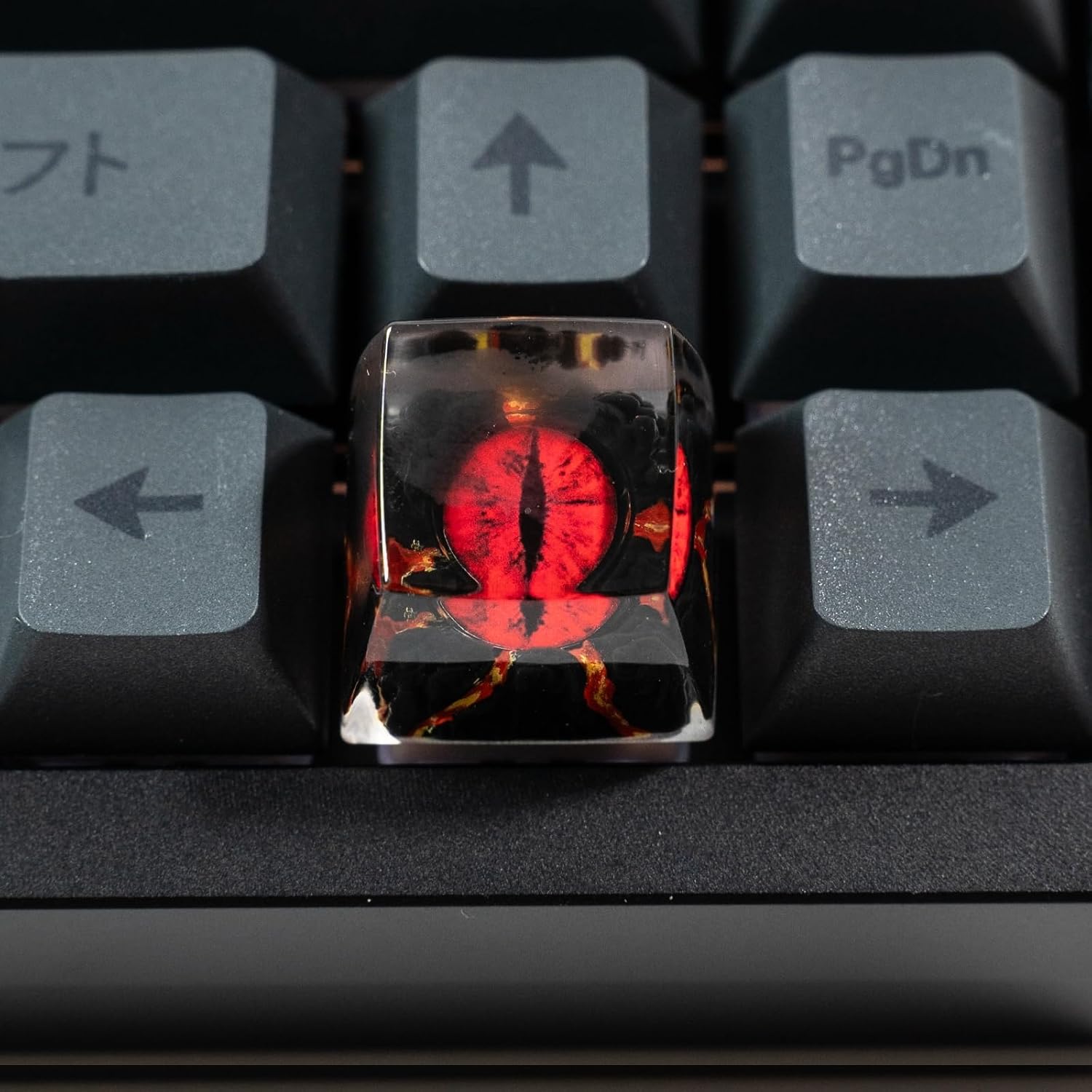 Artisan Keycap, 1U Handmade Resin, Compatible with MX Switch Mechanical Keyboards, Rap Theme, Gaming Style, Backlit (Red Eye Keycap)