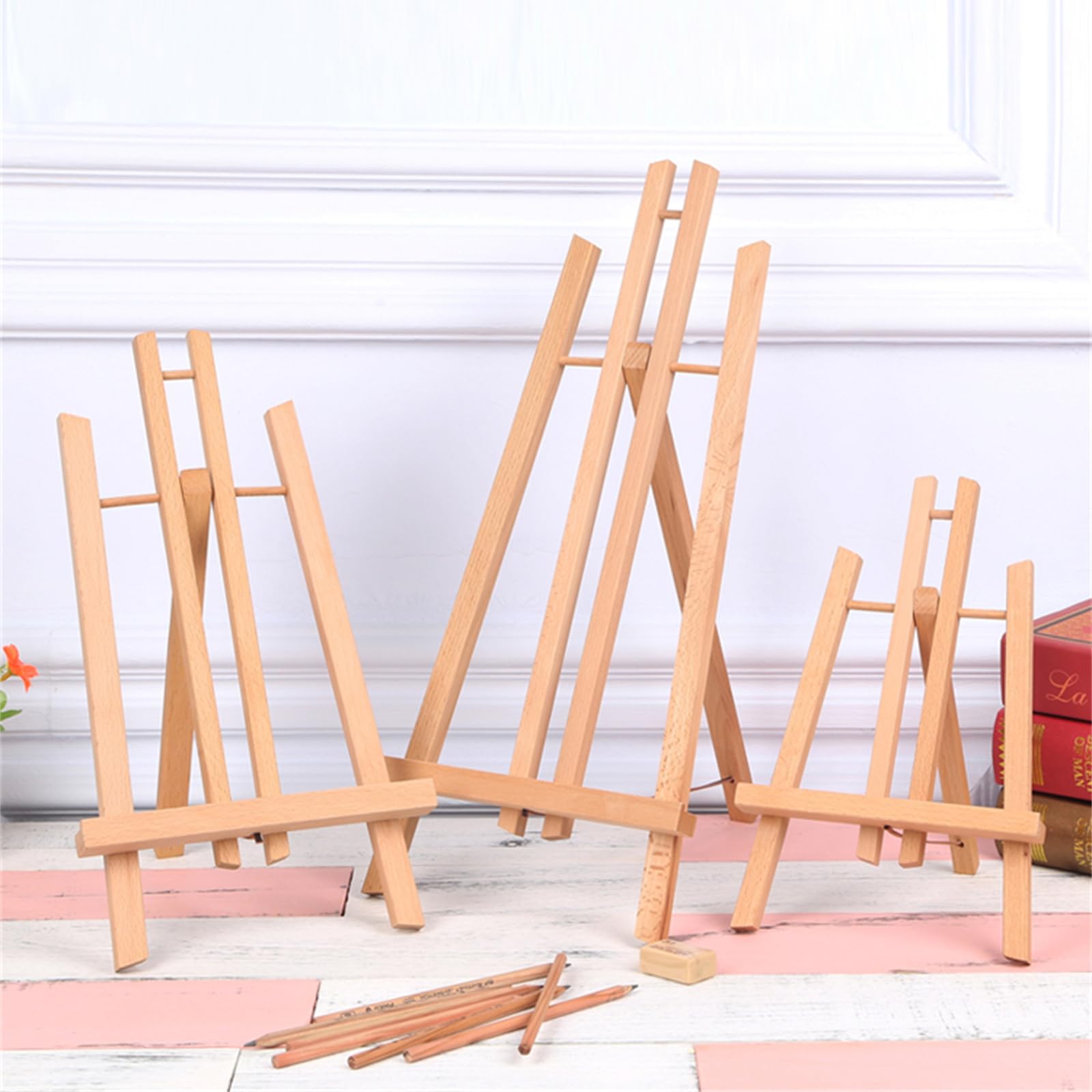Regulowany drewniany mini stojak na sztalugę artystyczną na znaki ślubne i zdjęcia mała sztaluga stołowa do wyświetlania menu lekka i przenośna 21 * 26 * 36 cm Kolor: A