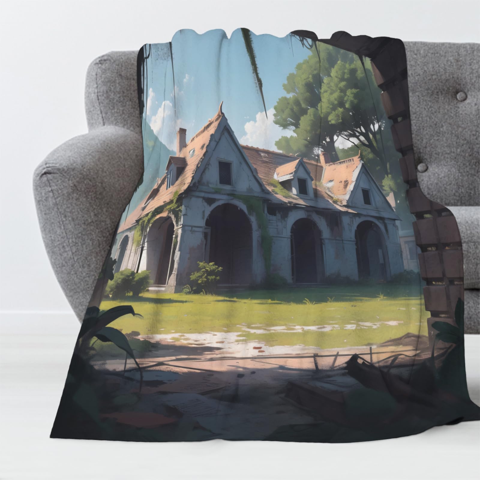 Manta de Franela Elegante Lamentable 180x200 cm Manta de Franela de Microfibra País Elegante Manta de Felpa Suave para Sofá Cama Manta Polar Invierno Gruesa y Esponjosa Caliente
