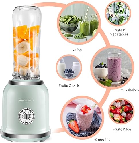 Miniatura 4 de Licuadora personal para batidos y batidos, mini licuadora portátil de batidos con 2 botellas de viaje de 20 onzas con tapas, control manual de 2