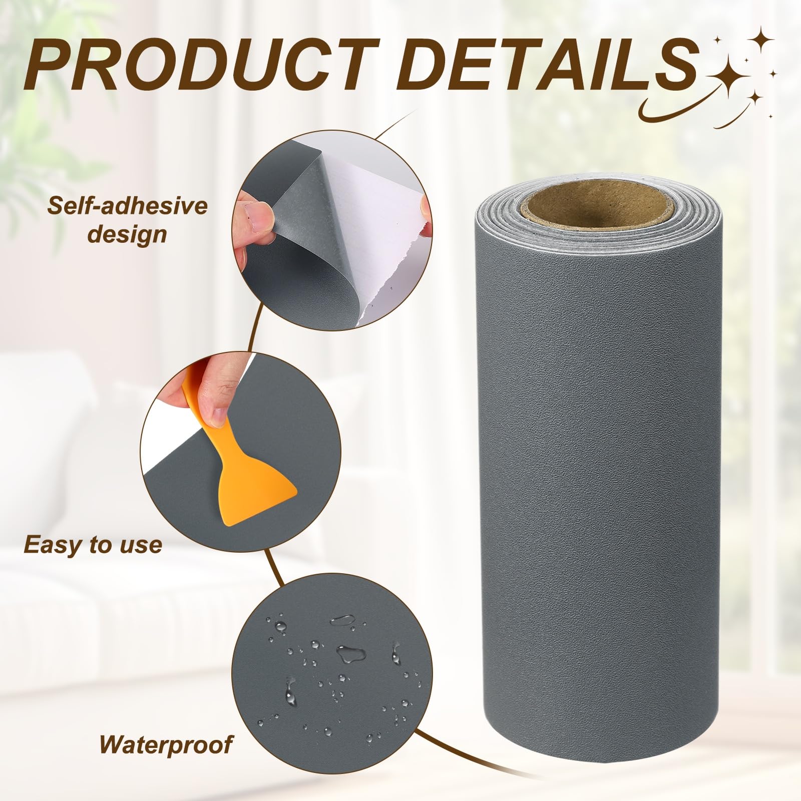 QUARKZMAN Bordi Da Parati, Bordi Da Parati Autoadesivi, Nastro Decorativo Autoadesivo Per Cornici Specchio 10 Cm X 5 M Per Decorazioni Cucine, Camere Da Letto, Bagni, Grigio