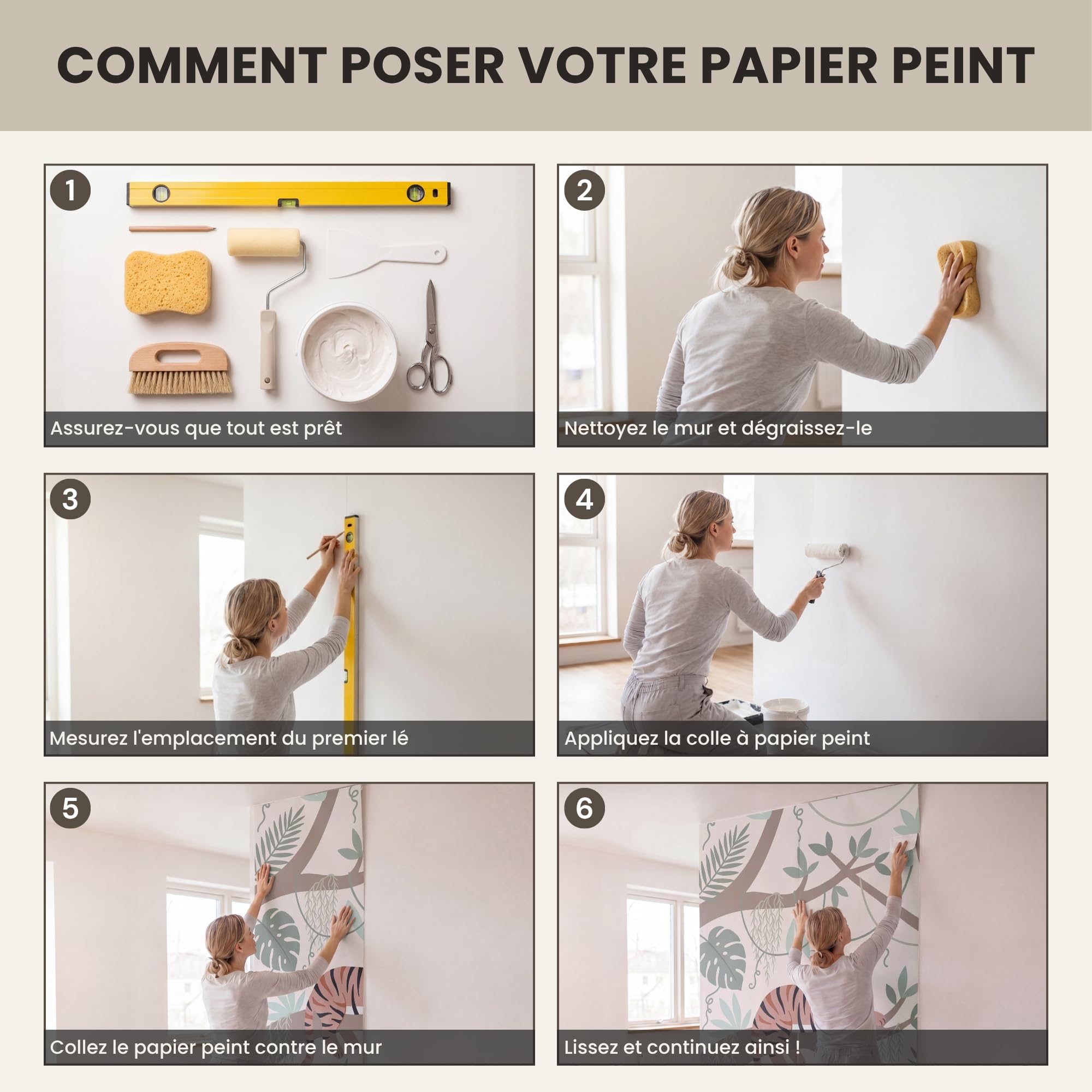 Papel Pintado Vinilico 280x280 cm Primera Calidad Papeles Pintados Pared Pour Dormitorio Infantil Sala De Juegos Del Bebé Niños Selva - Rústico - Pastel