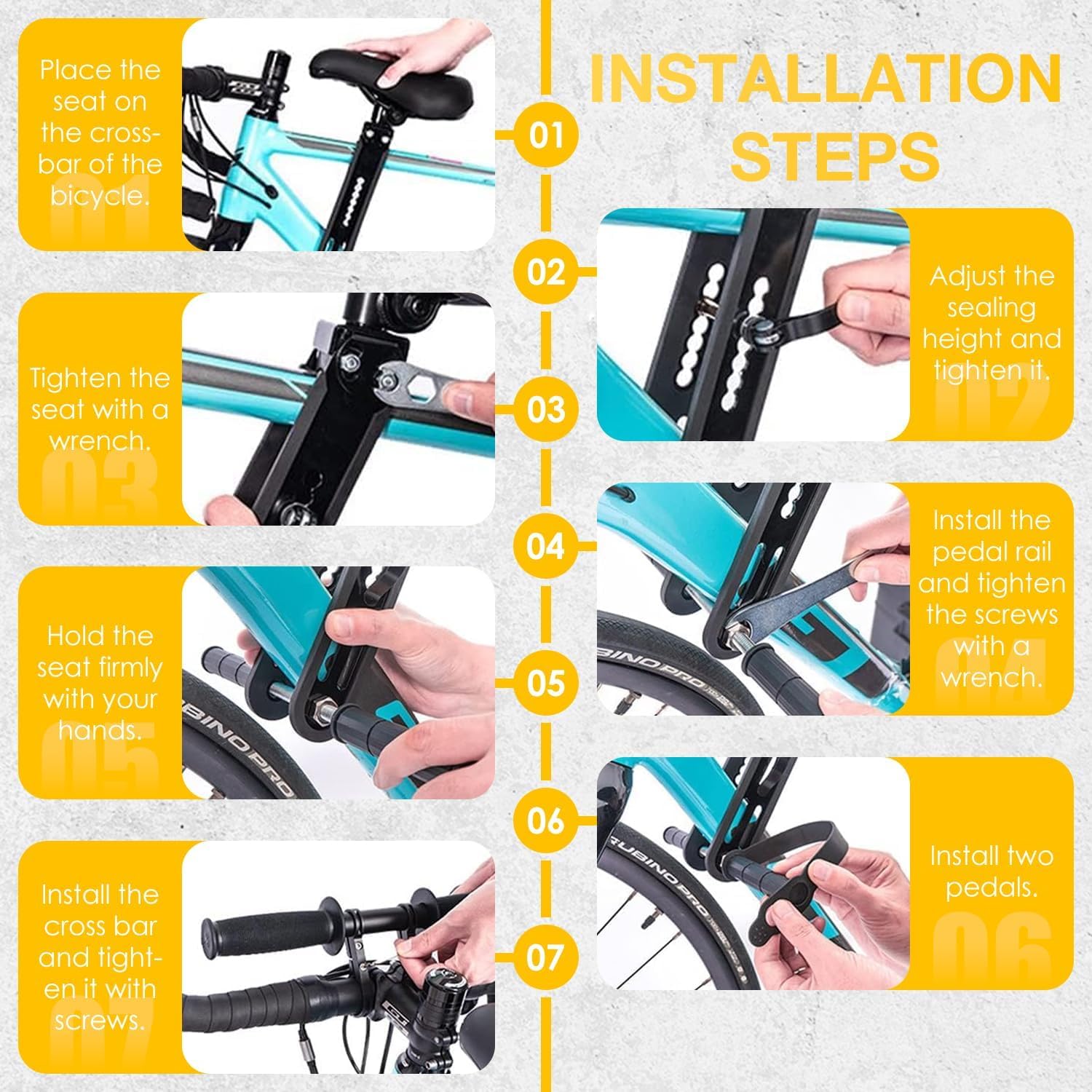 Seggiolino per mountain bike, Seggiolini Bici Anteriore con Manubrio e Pedali, Seggiolino Bicicletta Anteriore Portatile Rimovibile per Bambini di 2 e 6 Anni (Fino a 27KG)
