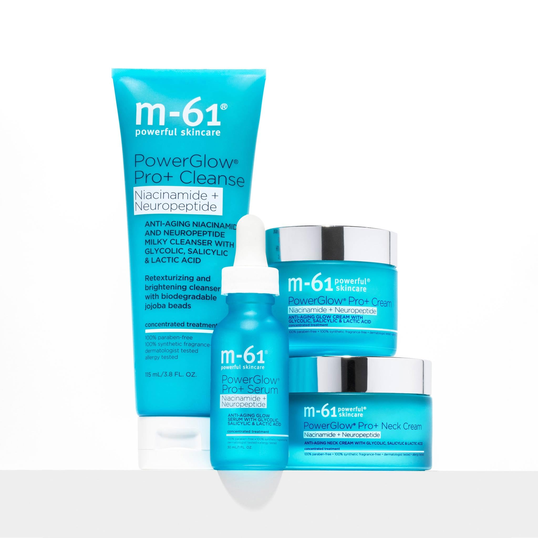 m-61 PowerGlow Pro+ Cleanse | Retexturizing, Brightening Milky Cleanser With Gentle Physical Exfoliators, Glycolic, Salicylic, Lactic Acid, 4 Fl Oz