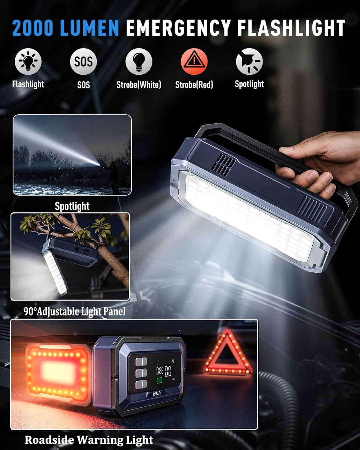 UTRAI Jump Starter with Air Compressor 150PSI 7000A Peak 12V Jump Box for Car Battery All Gas 12 — view 5