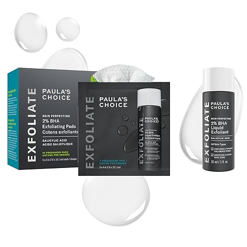 Paula's Choice Skin Perfecting - Almohadillas de tóner BHA al 2%, exfoliante líquido de 10 unidades y 2% BHA, exfoliante facial de ácido salicílico