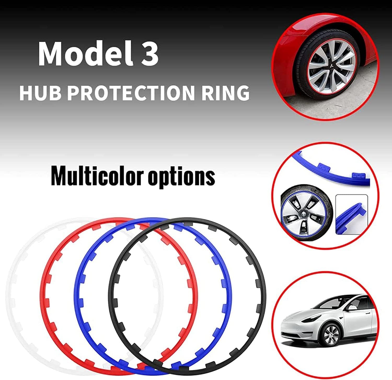 Wheel Rim Protector 16-20in Diameter Wheel Rims Hub Protectors Decor Strip, Car Rims Edge Trim Protector Wheel Protection Ring Auto Tire Guard ，Set of 4