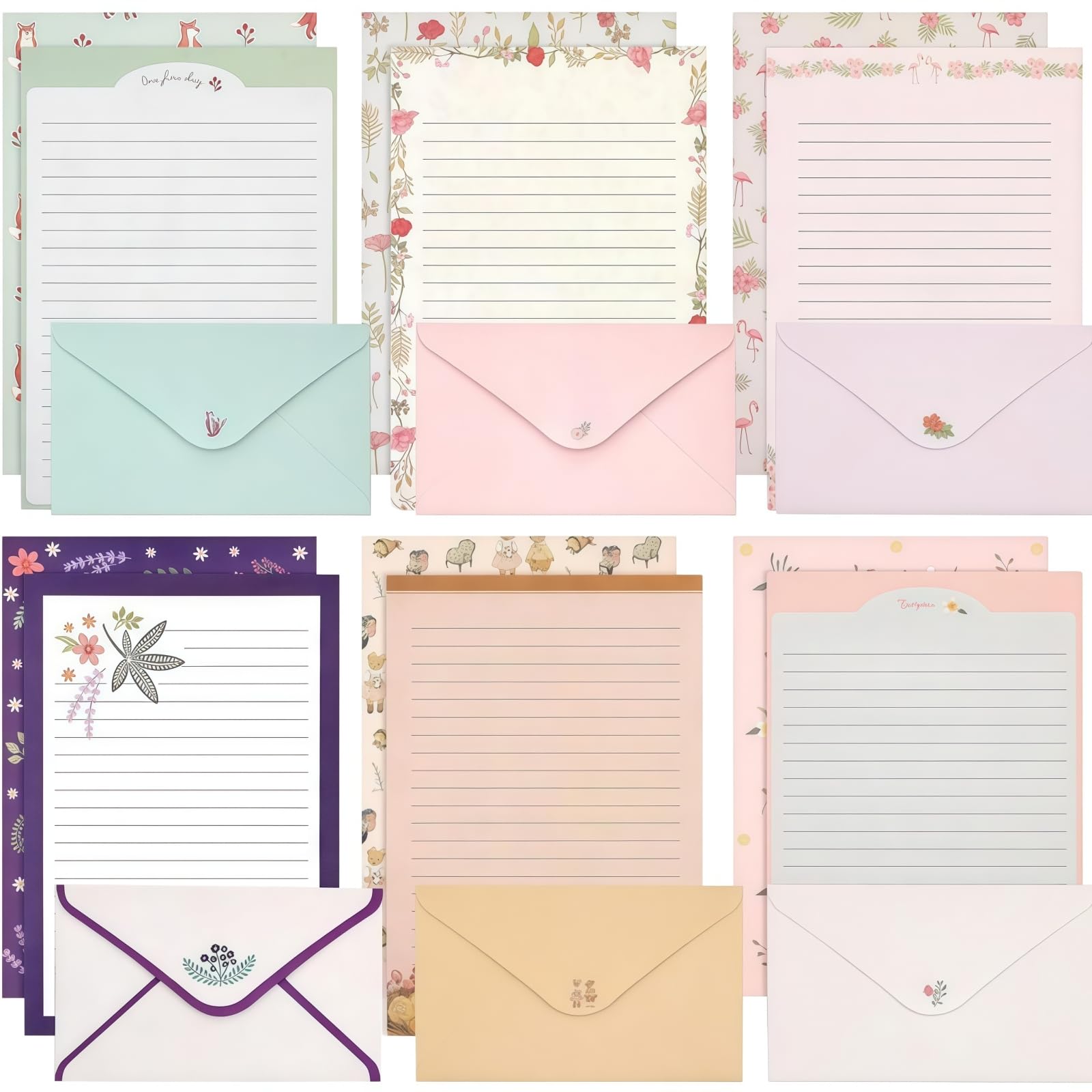 54PCS Letter Writing Paper and Envelopes Set,36 Lined Writing Paper&18 Pretty Envelopes,Stationery Writing Sets,Cute Letter Writing Kit for Woman,Stationery Gift Kit,Wide Application,Office Use