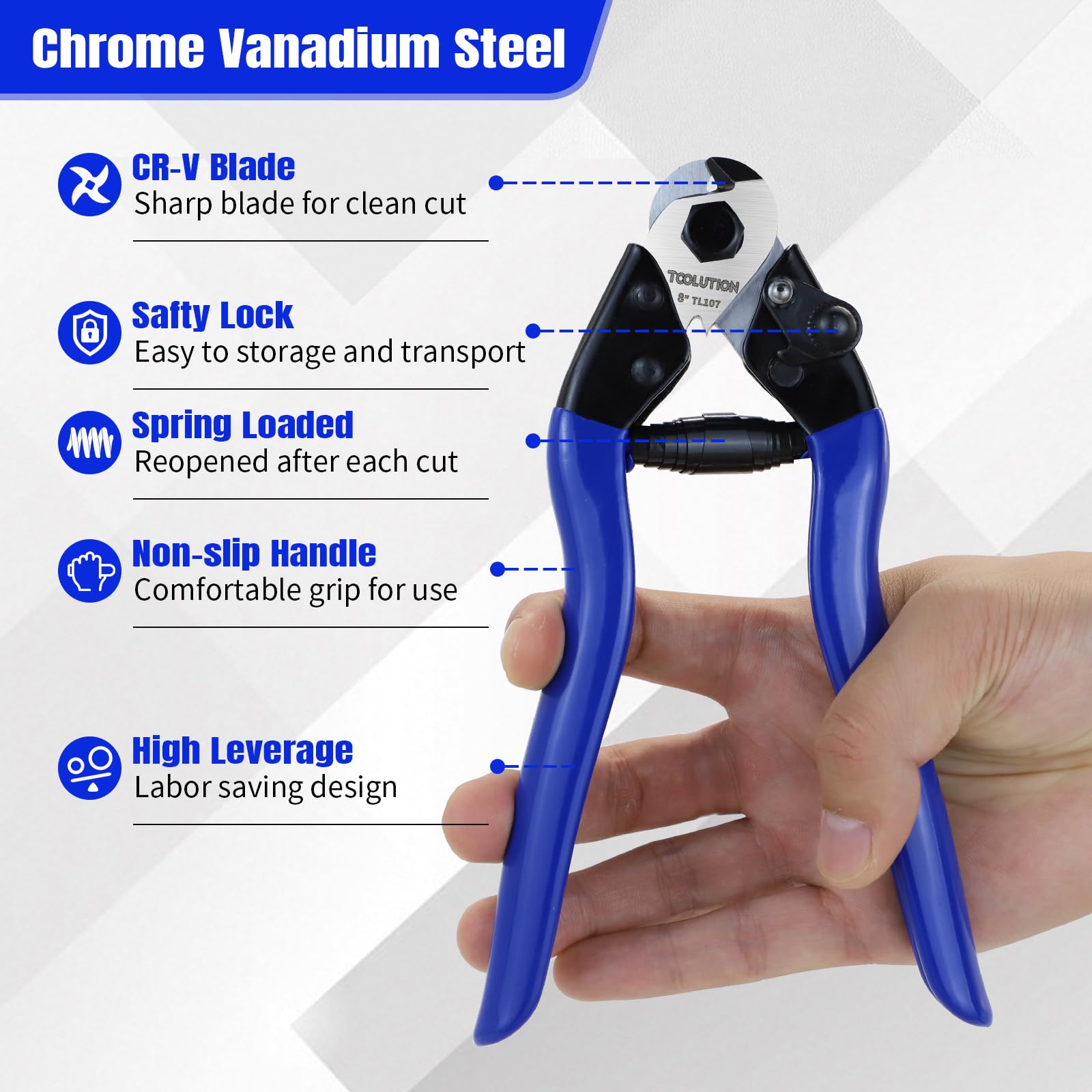 8 Inch Wire Rope Cutter - Stainless Steel -4