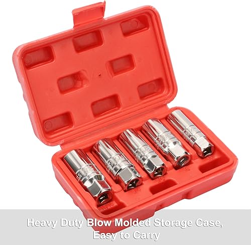 Miniatura 6 de CASOMAN Juego de llaves de bujía de 38 pulgadas, 6 puntos, 58 pulgadas, 34 pulgadas, 1316 pulgadas, 0.551 in, 0.709 in, juego de 5 piezas