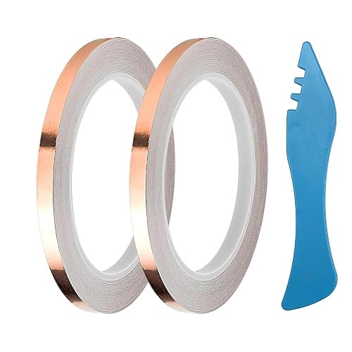 YEZHET 7/32 Inch Silver Backed Copper Foil Tape 2Rolls for Stained Glass,36 Yards - 7/32 in