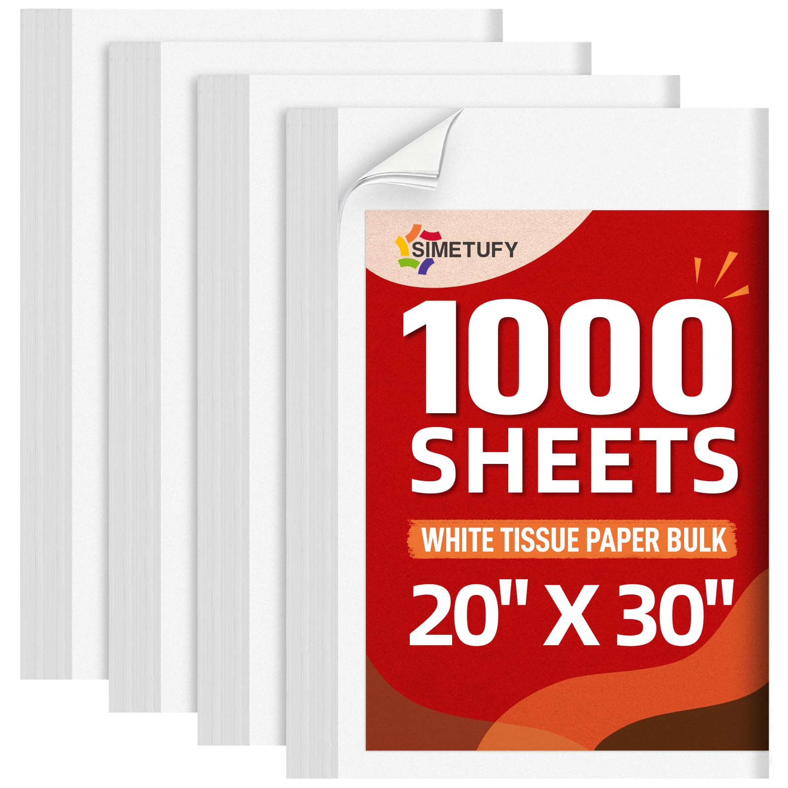 1000 Sheets White Tissue Paper for Gift Bags, 20"x 30" Tissue Paper Bulk