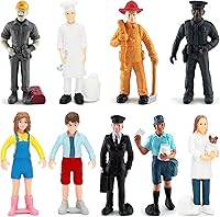 OneMiniWorld ONEST 9PCS Hand-Painted Little People Figurines - Realistic Policeman, Pilot, Fireman, Chef & More for Kids Toddlers Play