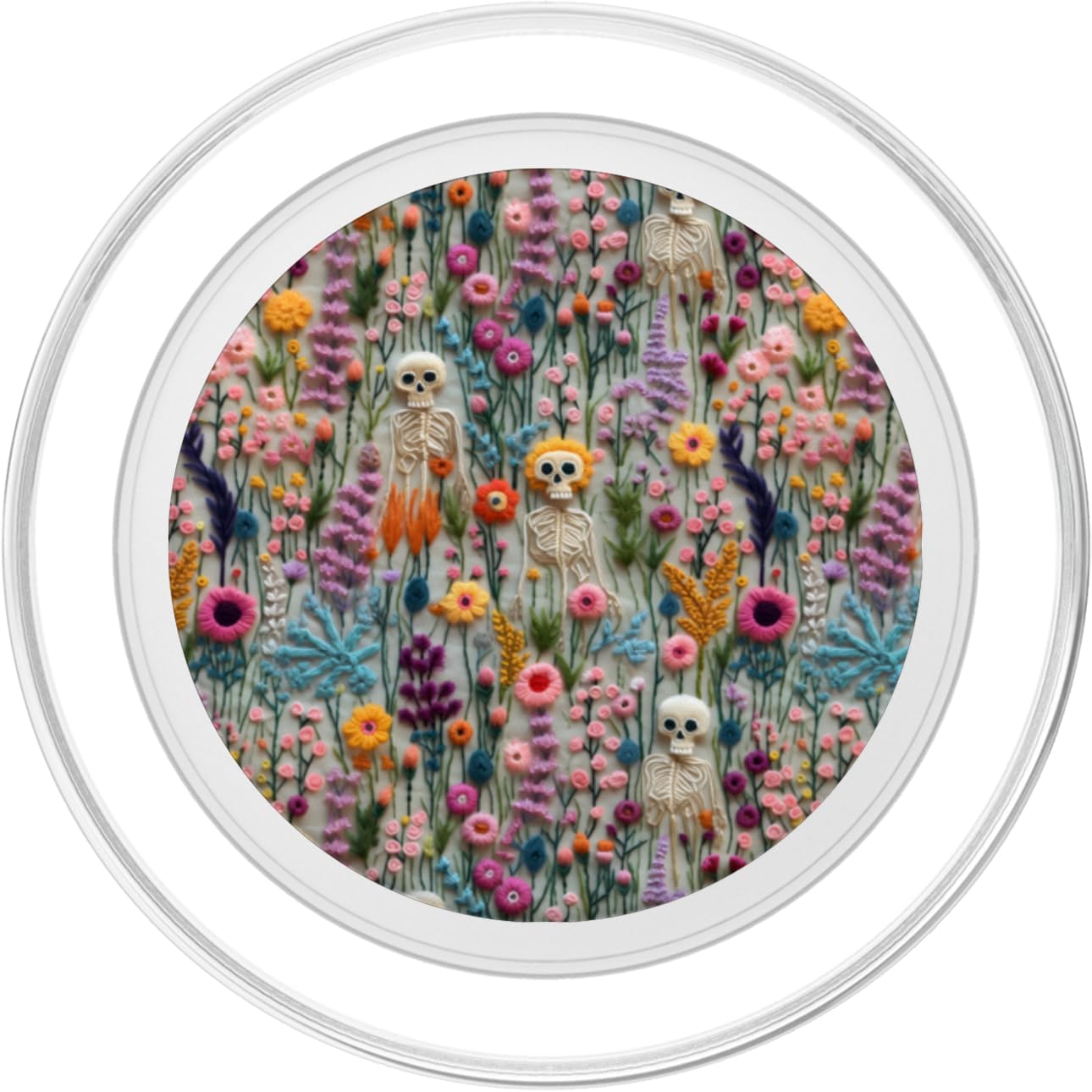 Boho Skeleton in Wildflower Vintage Floral Halloween PopSockets PopGrip for MagSafe