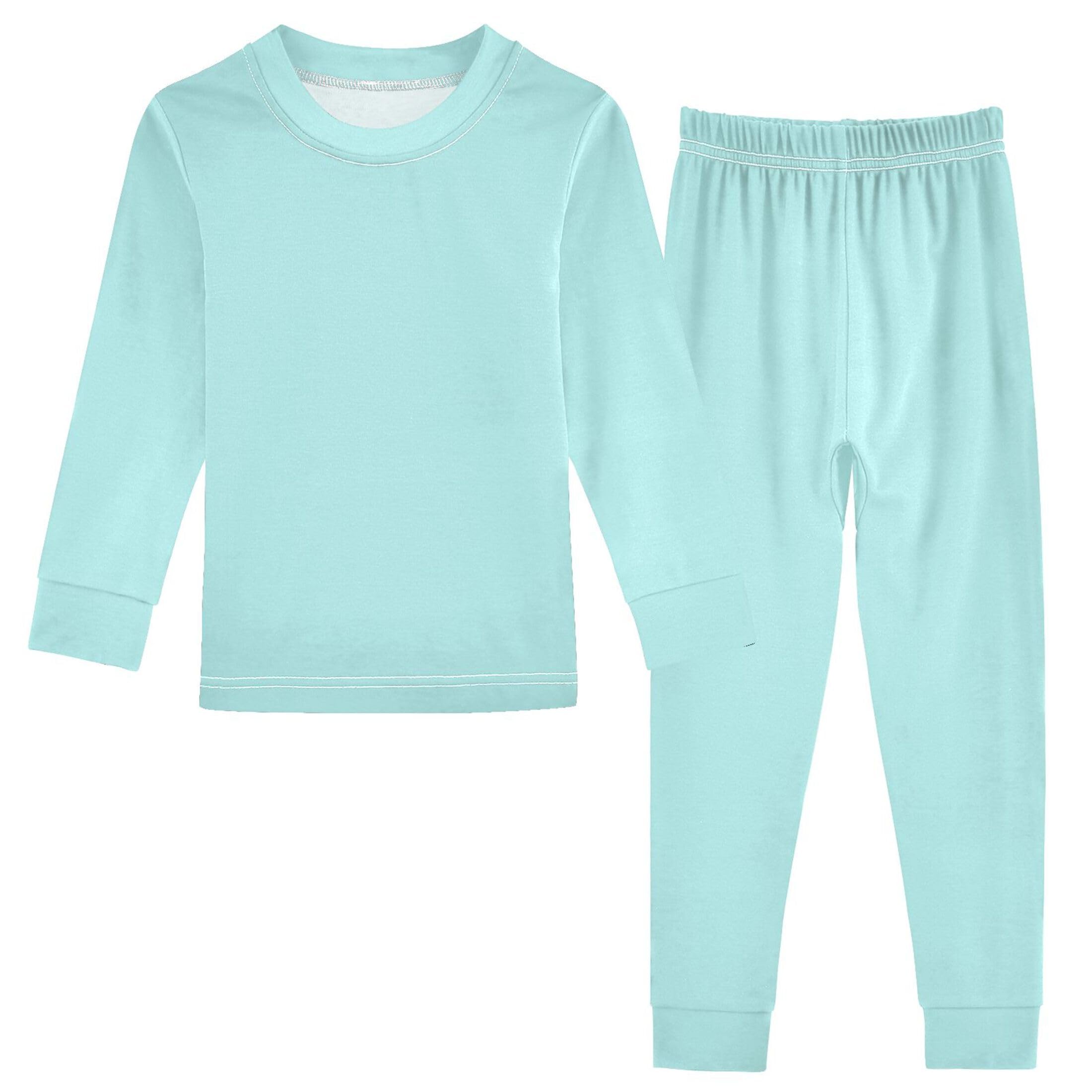 Pale Turquoise Long Sleeve Pajamas Set Sleepwear Jammies 2pcs Set Pjs Pale Turquoise 02