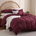 JSD Burgundy Duvet Cover Set Queen Size, 3 Piece 1 Duvet Cover with 2 Pillow Shams, Soft Brushed Microfiber Comforter Covers Zipper Closure | Soft Microfiber 3 Piece Duvet Cover with Zipper Closure, Duvet Not Included, Oeko-Tex Certified