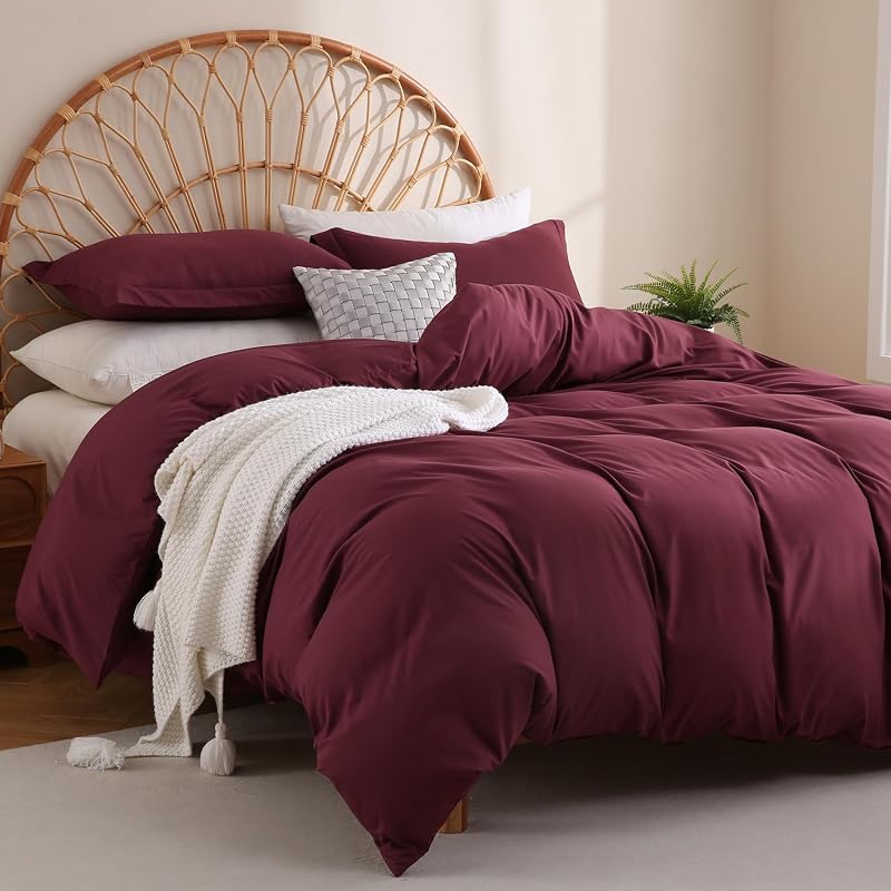 JSD Burgundy Duvet Cover Set Queen Size image 6