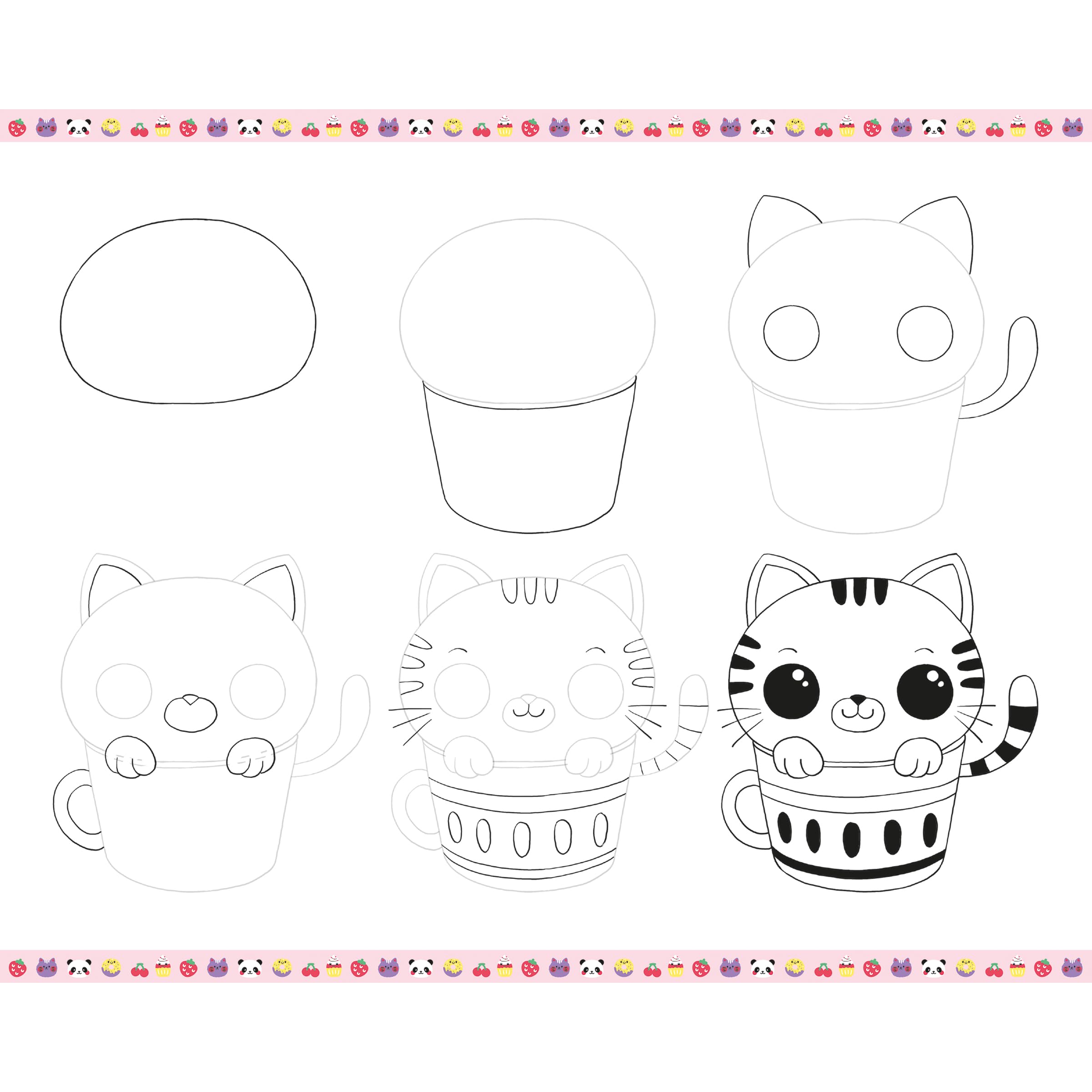 Janod - Step by Step Drawing - Naucz się rysować - 20 modeli Kawaii - Zestaw rysunkowy dla dzieci - Nauka rysowania i koncentracji - Od 6 lat - J09156