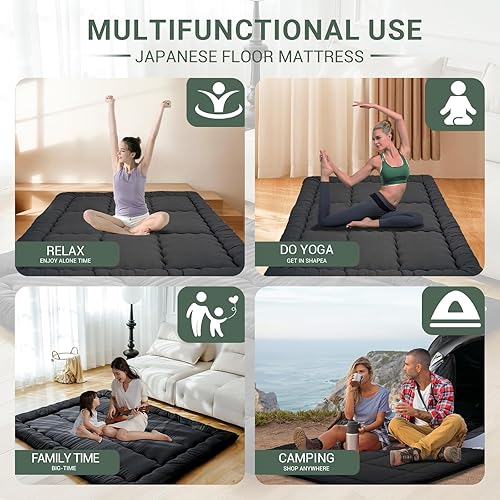 Miniatura 6 de Colchón japonés de futón, colchón plegable de tatami de 3 pulgadas para adultos y niños, 100% espuma de alta densidad, cómodo colchón de suelo