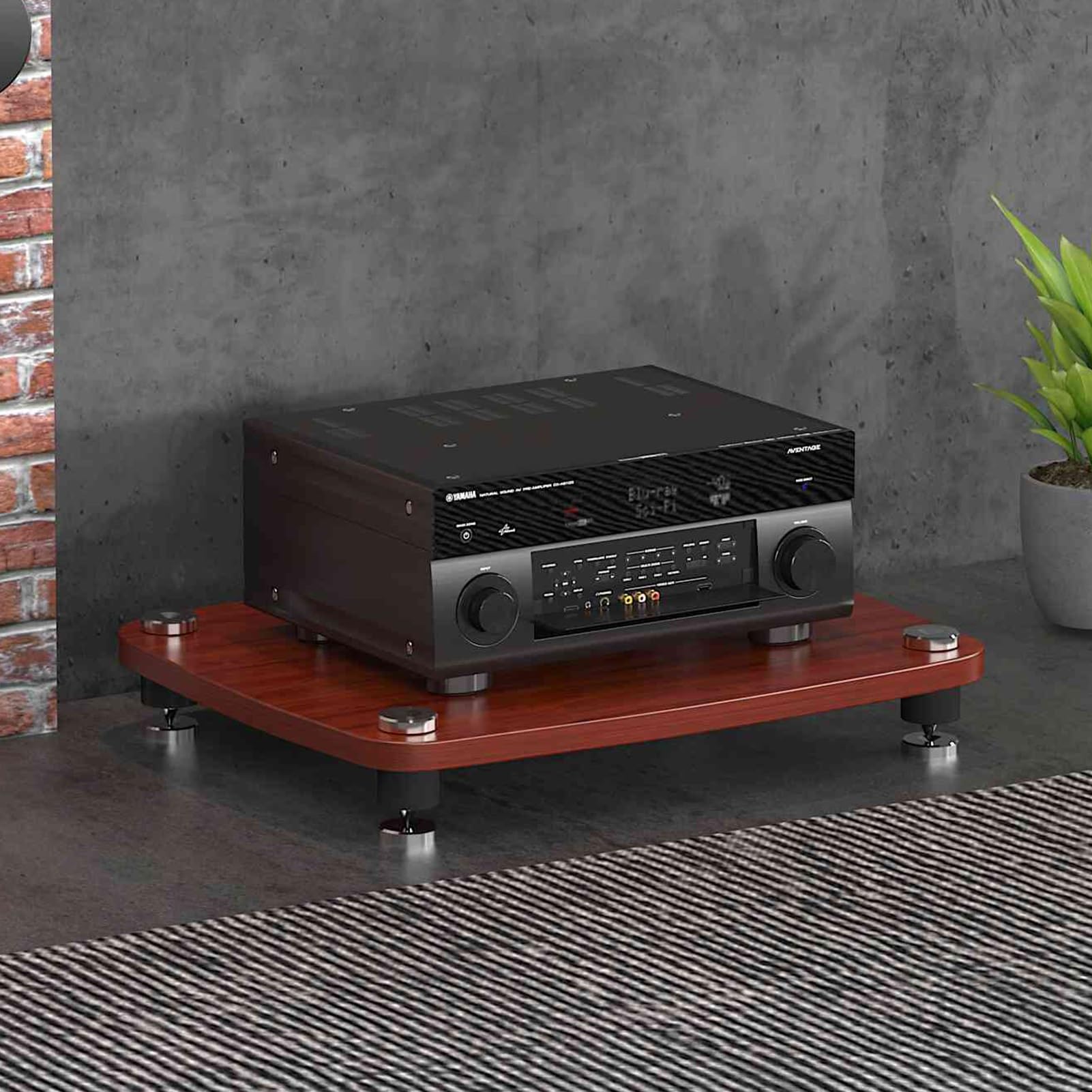 Support audio pour composants de divertissement meuble gain de place en teck