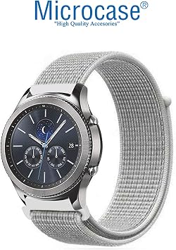 Microcase 44-46 mm Akıllı Saatler için 22 mm Cırtlı Kumaş Kordon Kayış - KY18 (Mavi)