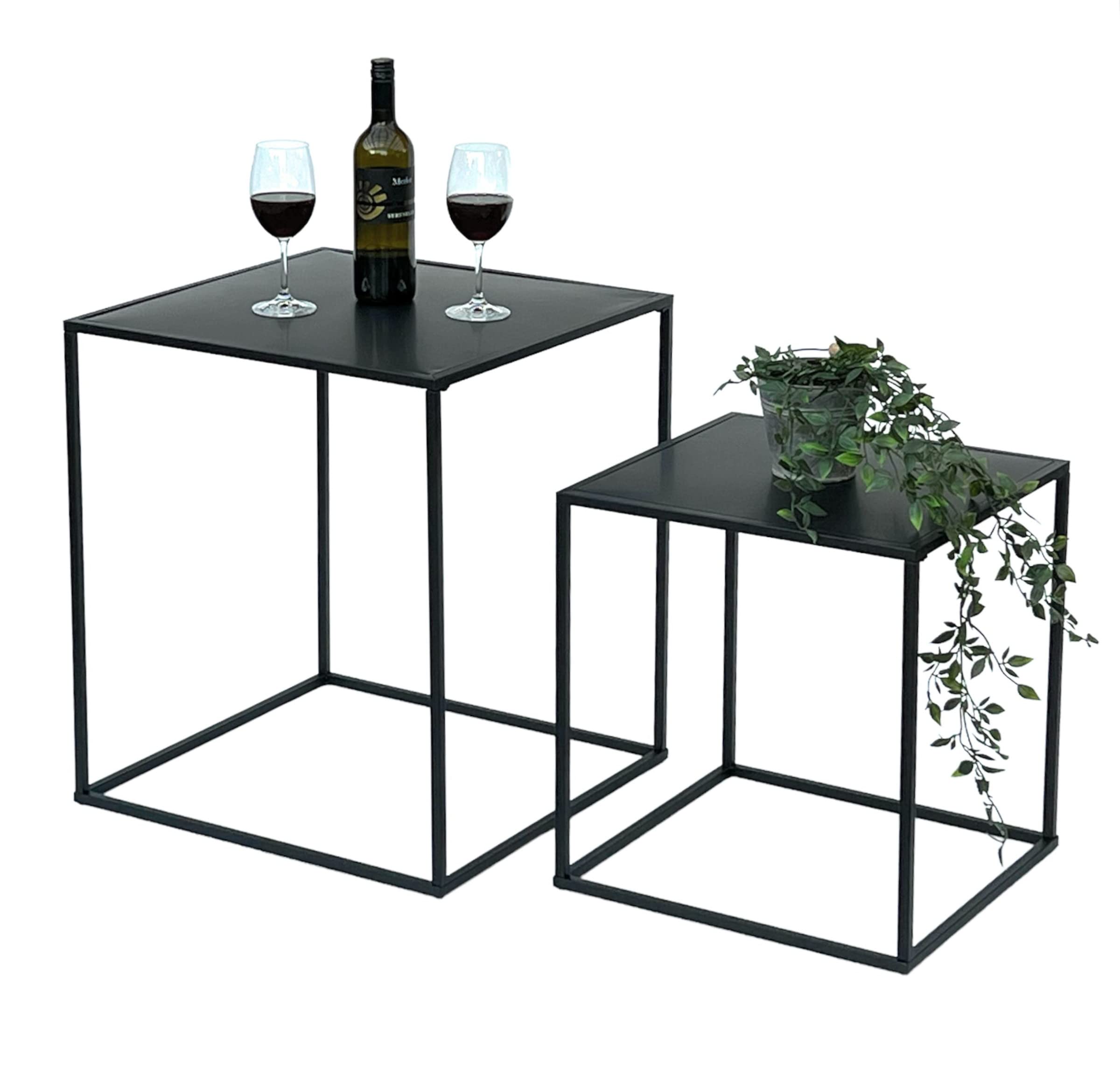 DanDiBo 96252 - Set di 2 tavolini da salotto in metallo, 52 cm e 42 cm