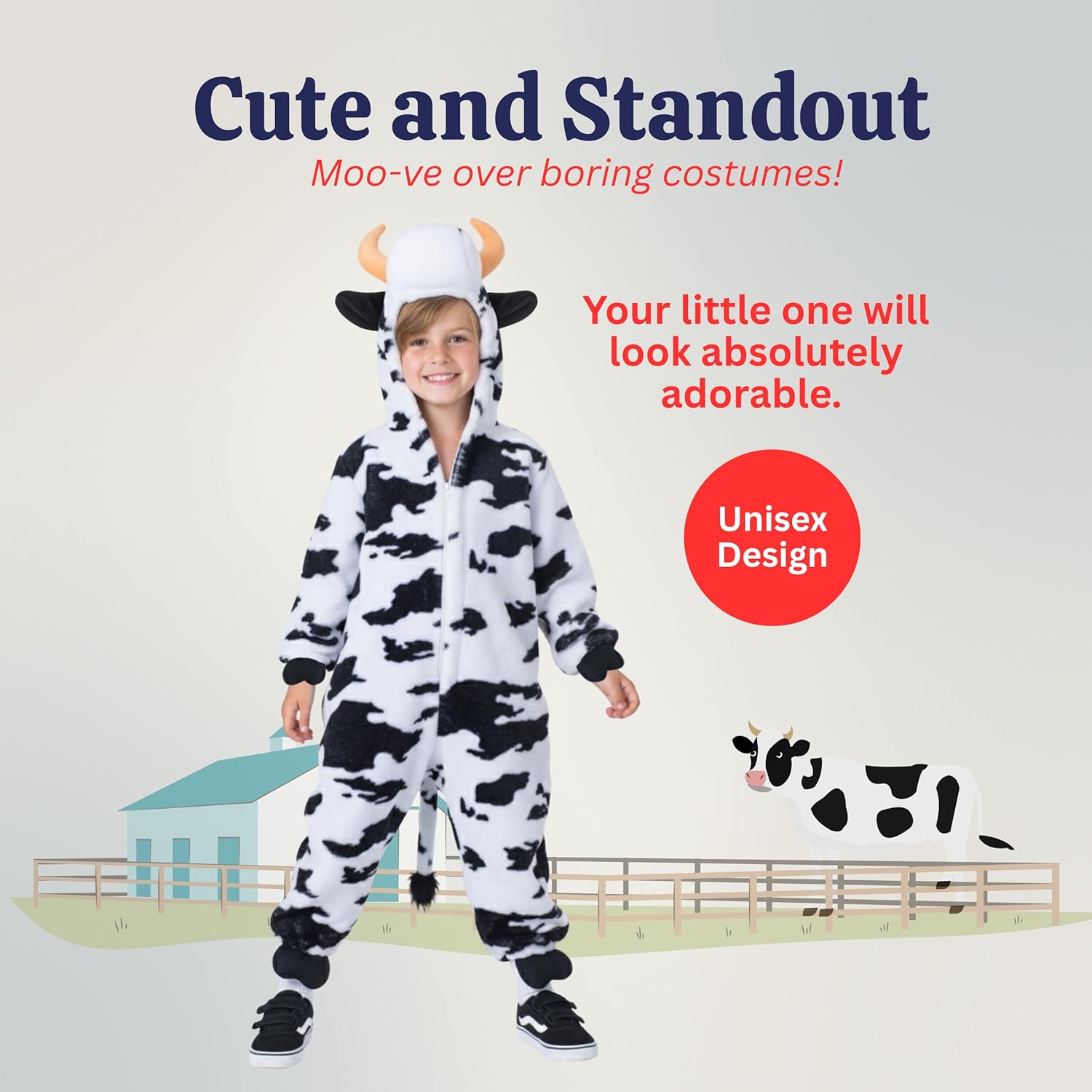 Dress Up America Cow Costume For Toddlers - Adorable Plush Cow Jumpsuit Onsie For Little Boys And Girls - Image 5