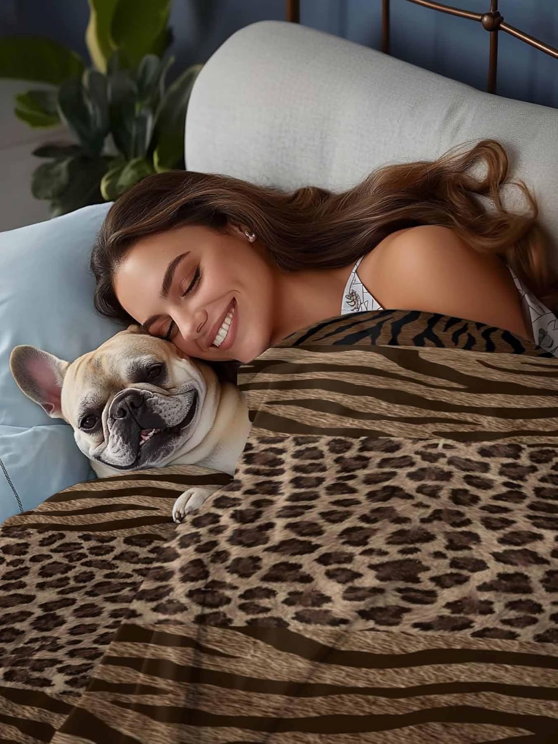 Full Flat Sheet, Leopard Zebra Print Full Bed Sheets Only, Soft Microfiber Flat Sheet, Vintage Animal Skin Striped Brown Hotel Quality Bedding Top Sheet Bedroom Home Dorm Decor