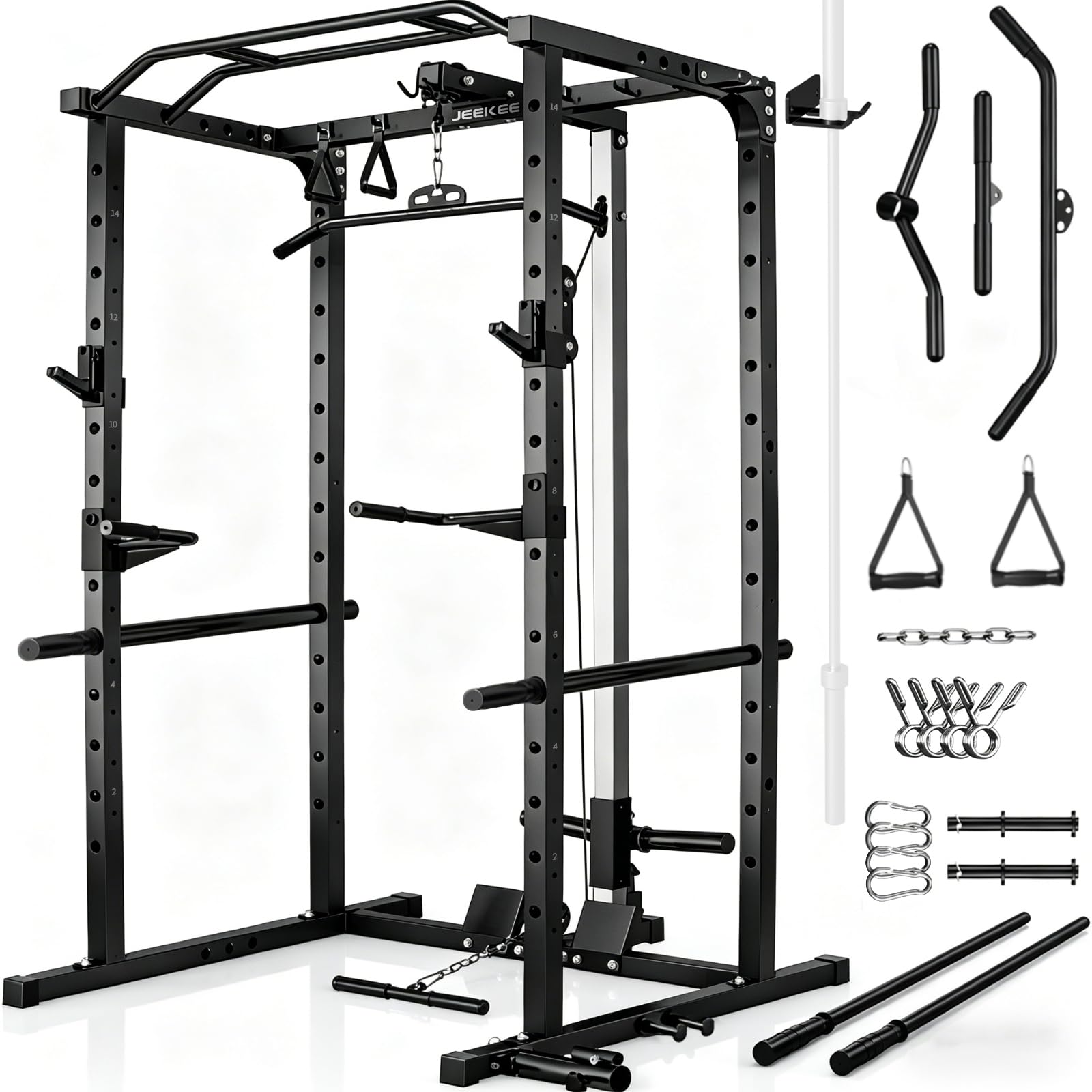 JEEKEE Power Rack with LAT Pulldown