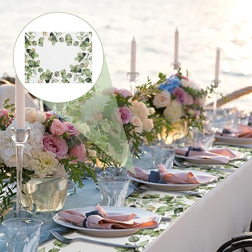 Miniatura 3 de Sumind Mantel individual de hojas de eucalipto de 12 x 16 pulgadas, color verde salvia, desechable, para Navidad, boda, fiesta, comedor, casa de