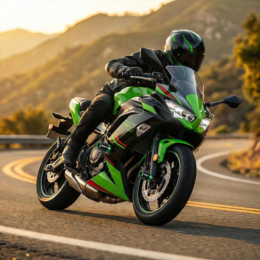 Competible With 2025 Ninja 650 KRT Ninja650 2017-2023 2024 2025 Z650 RS Z 650 CNC Motorcycle Frame Sliders Crash Pad Falling Protection Accessories (Black)