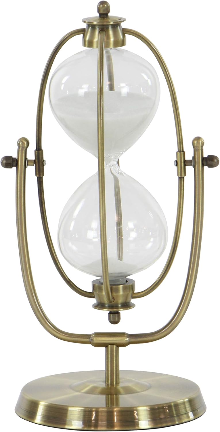 Deco 79 Glass Timer with Rotating Stand, 13" x 6" x 6", Brass