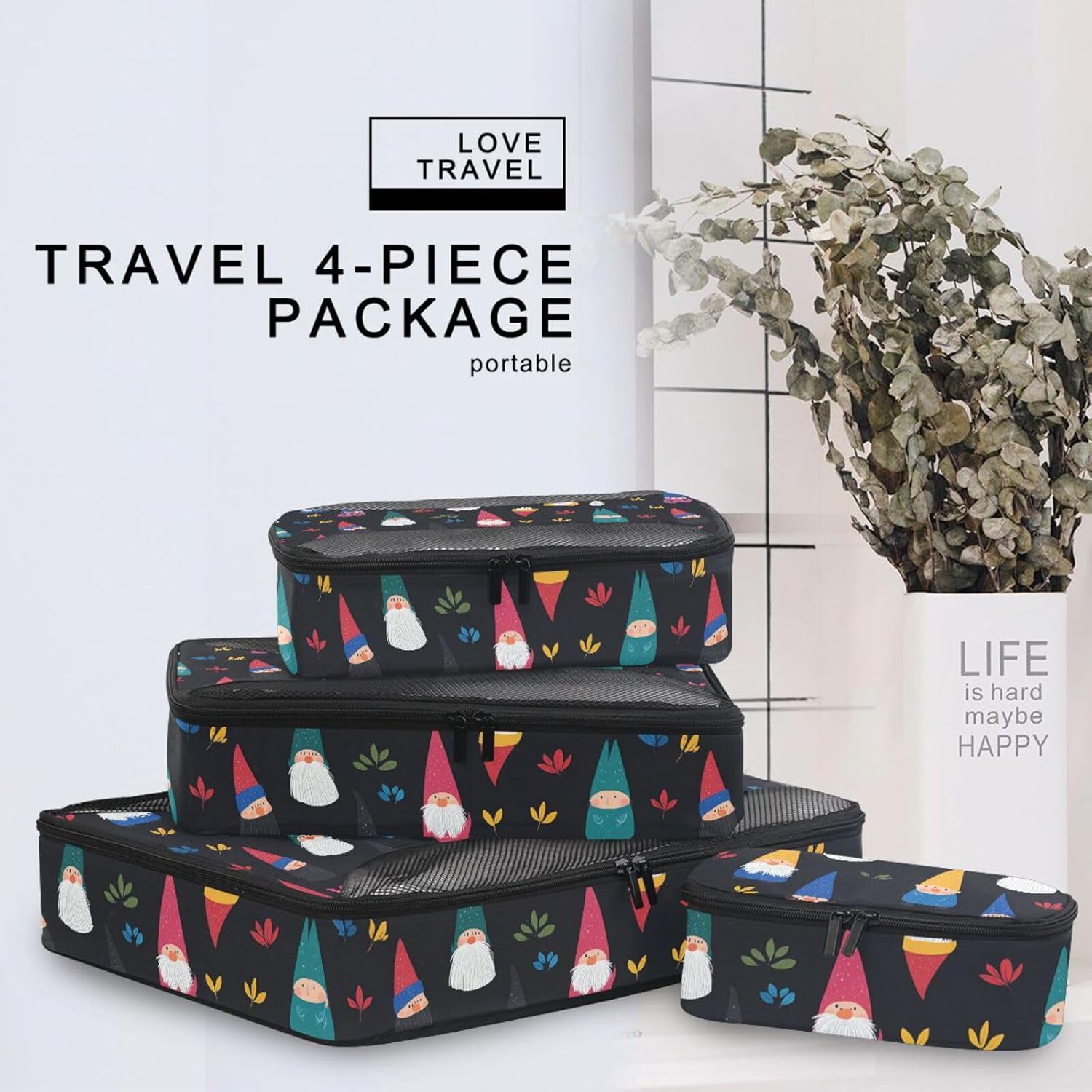 4 Pcs set organizers and storage Mesh Travel Essentials Colorful Dwarfs Christmas expandable packing cubes compression