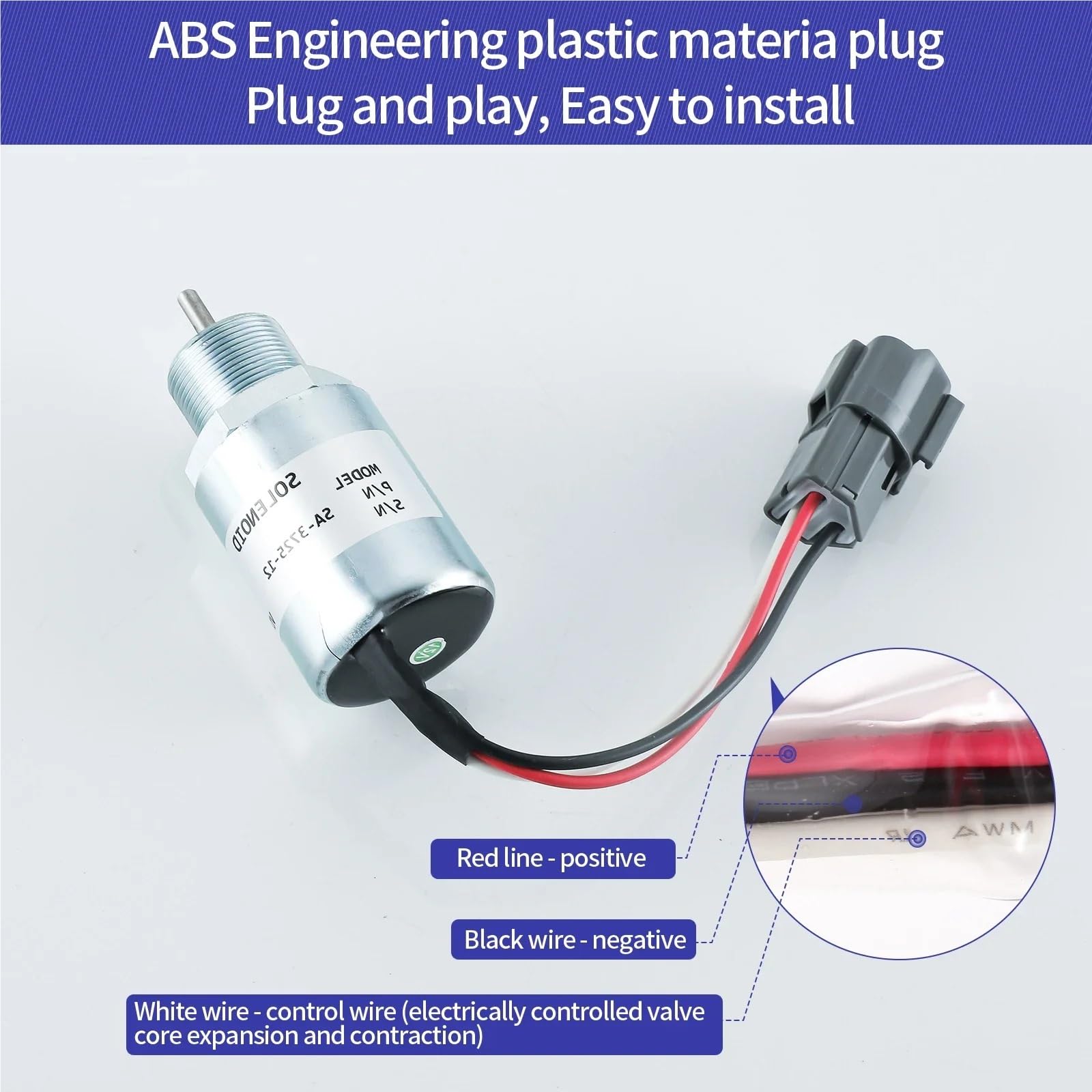 Solenoide de corte de combustible Solenoide de corte de combustible SA-3725-12 30A87-20402 Compatible con Mitsubishi y Volvo. Compatible con tractores Mahindra Max 28.