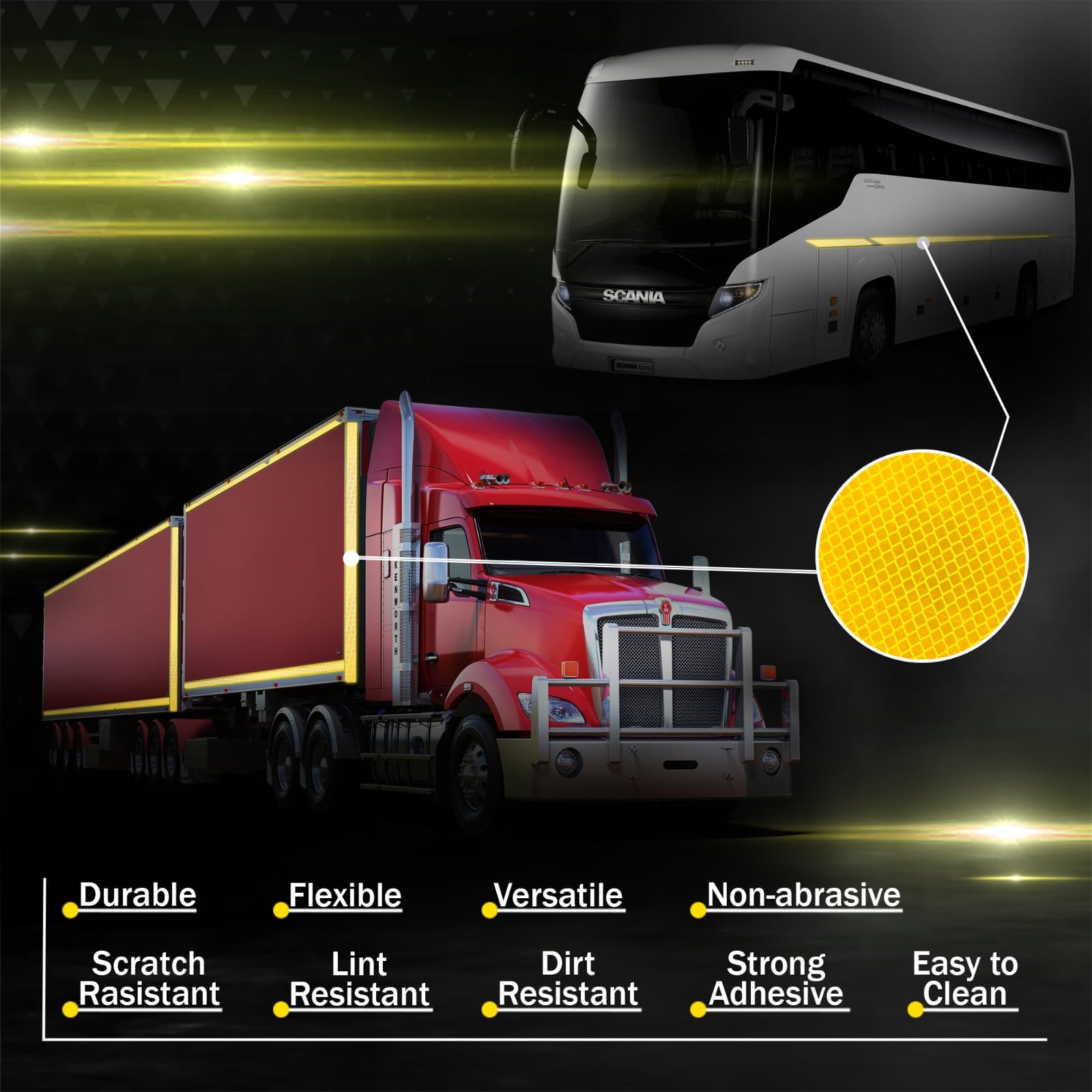 Hecho de cinta reflectante 4090 de grado de diamante para exteriores, tiras de alta visibilidad, seguridad, impermeable, llamativo, fuerte adhesivo, para vehículos, remolques, coches, camiones