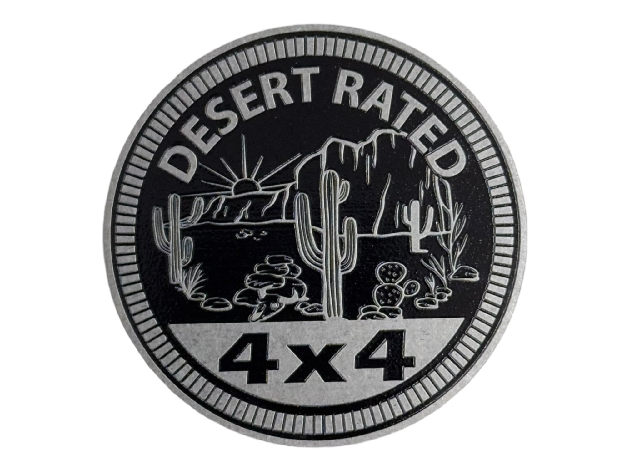Desert Rated - Solid Stainless Steel Metal 4x4 Badge Designed for Any 4x4 Vehicle - Made in The USA